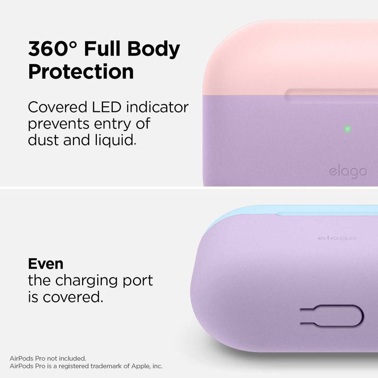 Elago Duo Hang Case for Apple Airpods Pro - Top-Lovely Pink / Pastel Blue, Bottom-Lavender