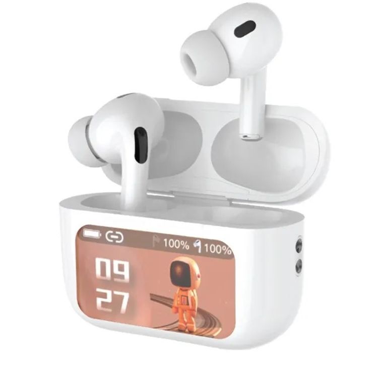 Green Lion Touch Tone Lite Earbuds with Active Noise Cancellation, 5 Hours Playtime, 24 Hours with Charging Case, 2× 30mAh Battery for Each Earbud, 300mAh Charging Case, Built-in-Touch Control Display, Bluetooth Version 5.3, 25 Meters Bluetooth Range, IPX5 Waterproof - White