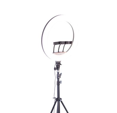 Green Lion GLR-18 LED Ring Light with 416 LED Lamp Beads, 36W Power Consumption, White, Warm & Neutral Lights, Adjustable Tripod, 360° Rotation, Remote Control - Black