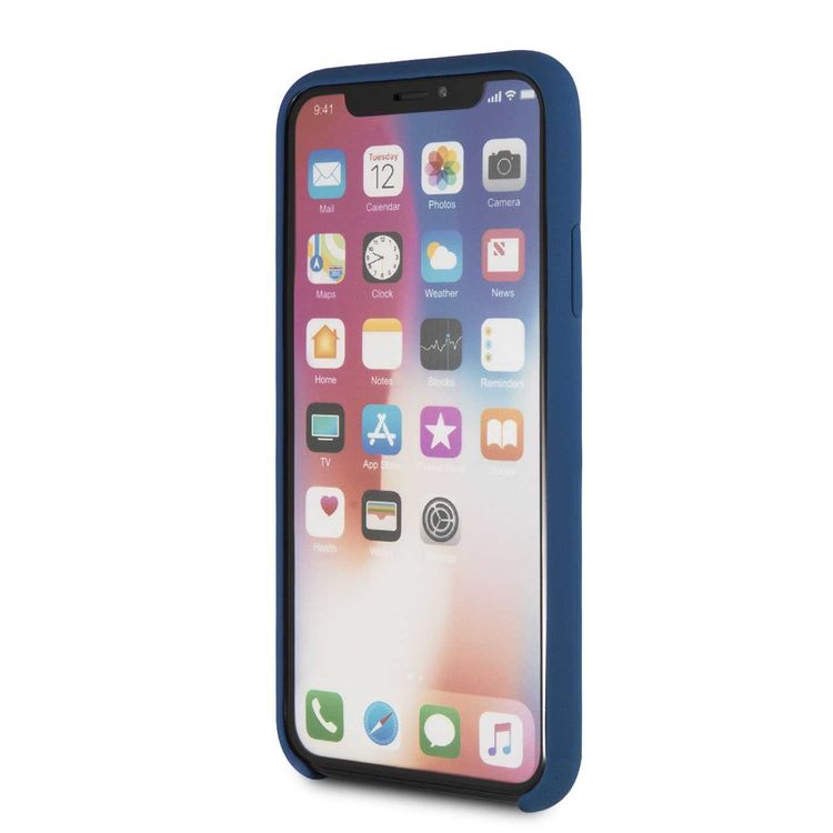 CG MOBILE Maserati Silicone Hard Phone Case Compatible for Apple iPhone X Officially Licensed  - Blue