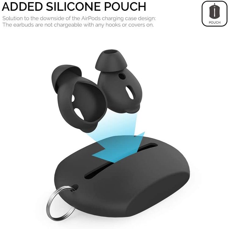 AhaStyle Silicone Cover for Airpods ( 3 Small Pairs ) - Black