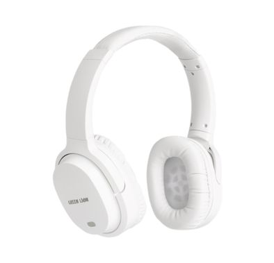 سماعات الرأس اللاسلكية جرين ليون سان سيرو، سعة بطارية 300 مللي أمبير، 30 ساعة وقت التشغيل، 2.5 ساعة وقت الشحن، 10 أمتار مسافة النقل، ميكروفون مدمج، وزن خفيف، منفذ AUX - أبيض