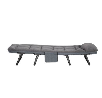 Green Lion Foldable Camping Bed, Up to 150kg Load Capacity, 6 Adjustable Backrest, Anti-Slip Feet, Comfortable Pillow, Easy Installation & Easy to Carry, Thickened Steel Frame - Gray Color
