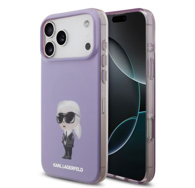 Karl Lagerfeld MagSafe IML Case with Aquarelle Karl Head for iPhone 17 Pro Max, Drop Protection, Slim Profile & Lightweight Design, Easy Snap-On, Comfortable Grip, Sustainable Packaging - Purple