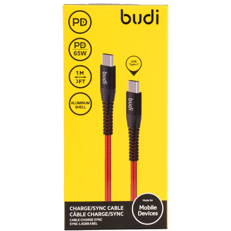 Budi M8J198TT-BLK Sync Cable USB Type-C PD 65W - Black