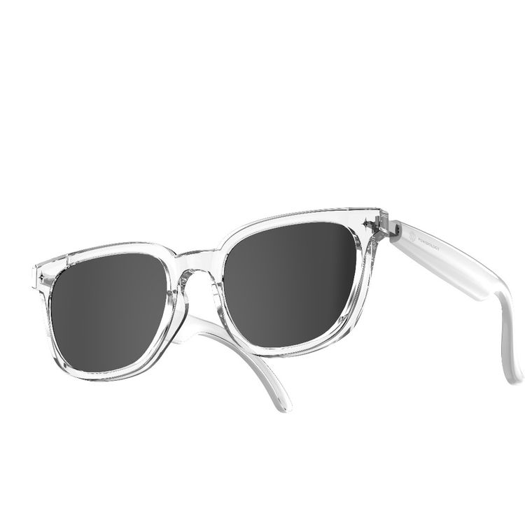Powerology Smart Audio Sunglasses with UV Protection, Smart Touch Control, 6 Hours Talk Time, 8 Hours Play Time, Magnetic Charging, 2 x 90mAh Battery Capacity, Bluetooth Version 5.4, 15m Transmission Distance, Smart Sleep Mode, Auto-Pairing, Low Latency - Transparent