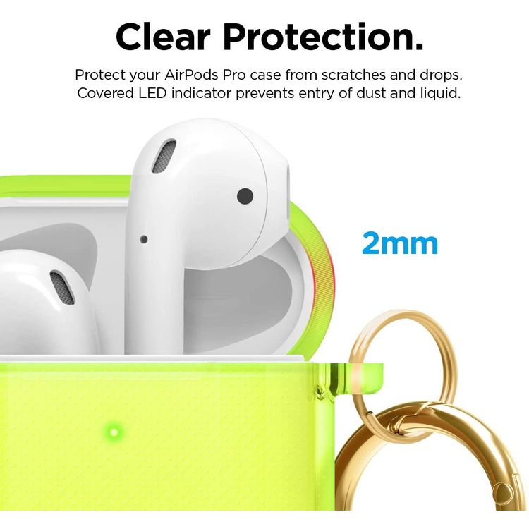 Elago Clear (TPU) Hang Case Compatible for Apple AirPods 1&2 Generation, Front LED Visible, Scratch Resistant, Drop Resistant, Dustproof and Absorbing Protective Cover