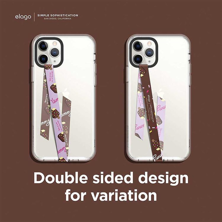 Elago Phone Strap for Smartphones, Stays Securely Attached, Double Sided Design for Variation, More Freedom to do more w/ Secure Strap - Lavender Strap &amp; Chocolate Ice Cream