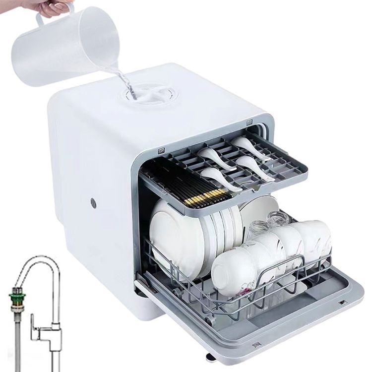 Porodo Lifestyle Counter-Top Dishwasher 220V, 5L Water Tank Capacity, 25L Space Capacity, Hot Air Drying, Hygienic Cleaning Power, UV Sterilization - White