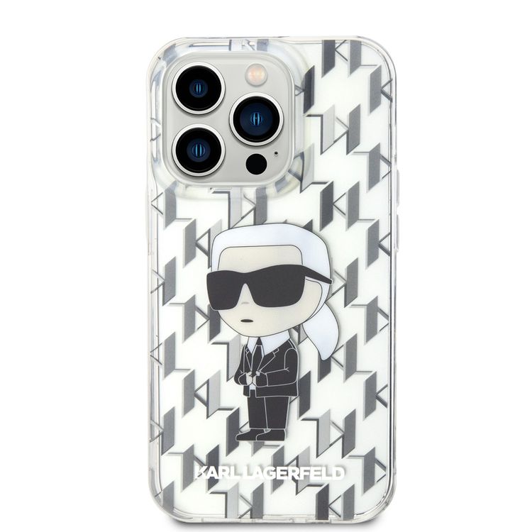 Karl Lagerfeld IML IKonIK Monogram Hard Case for iPhone 15 Pro Max - Transparent