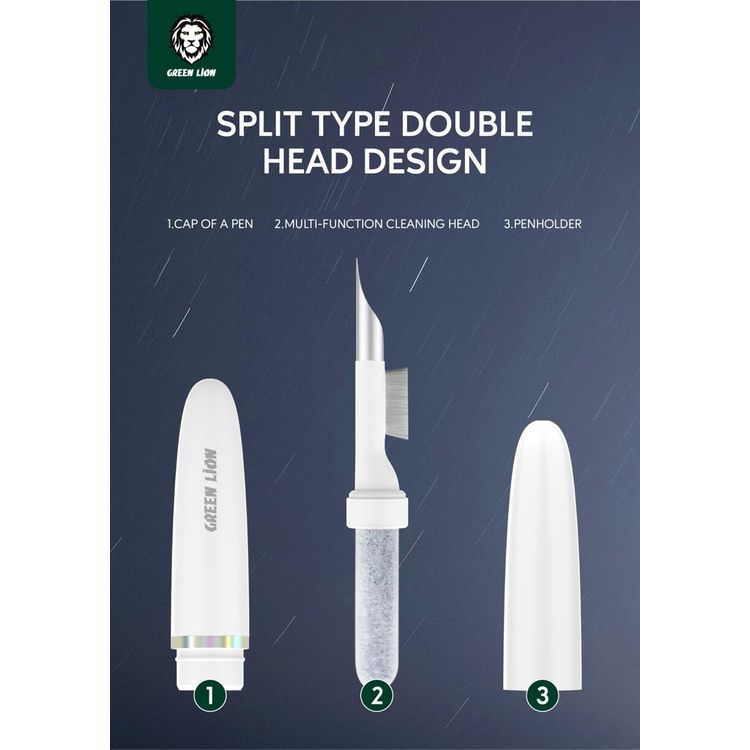 Green Lion Multi-purpose Cleaning Kit for AirPods with Split Type Double Head Design - White