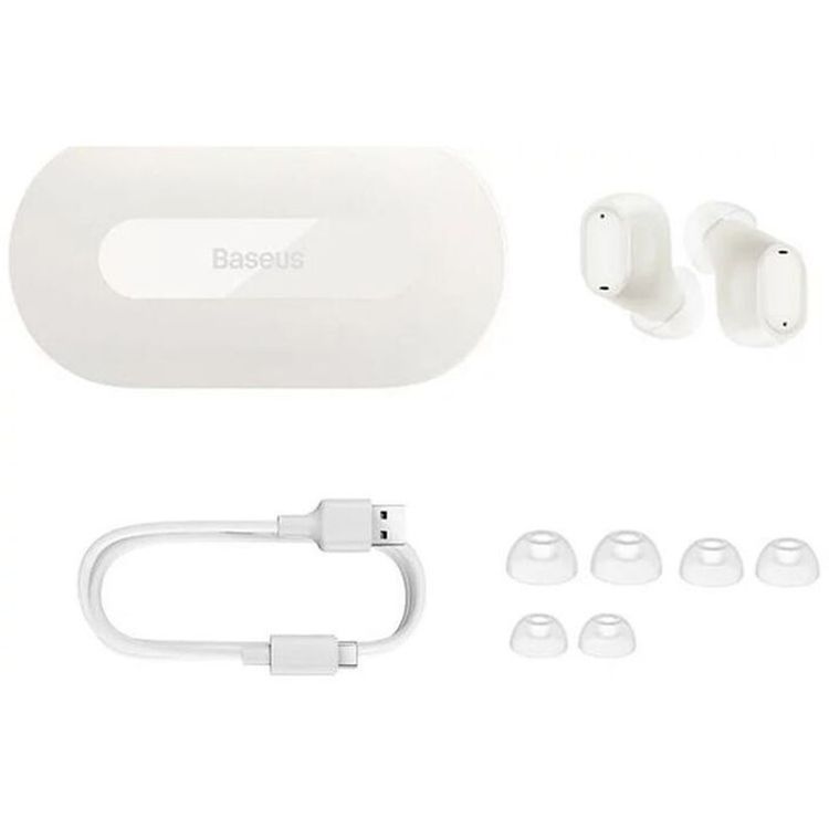 Baseus Bowie EZ10 True Wireless Earphones, Built-in Microphone, Ergonomic Design, 1.5 Hours Battery Charging Time, 10 m Operating Distance - White