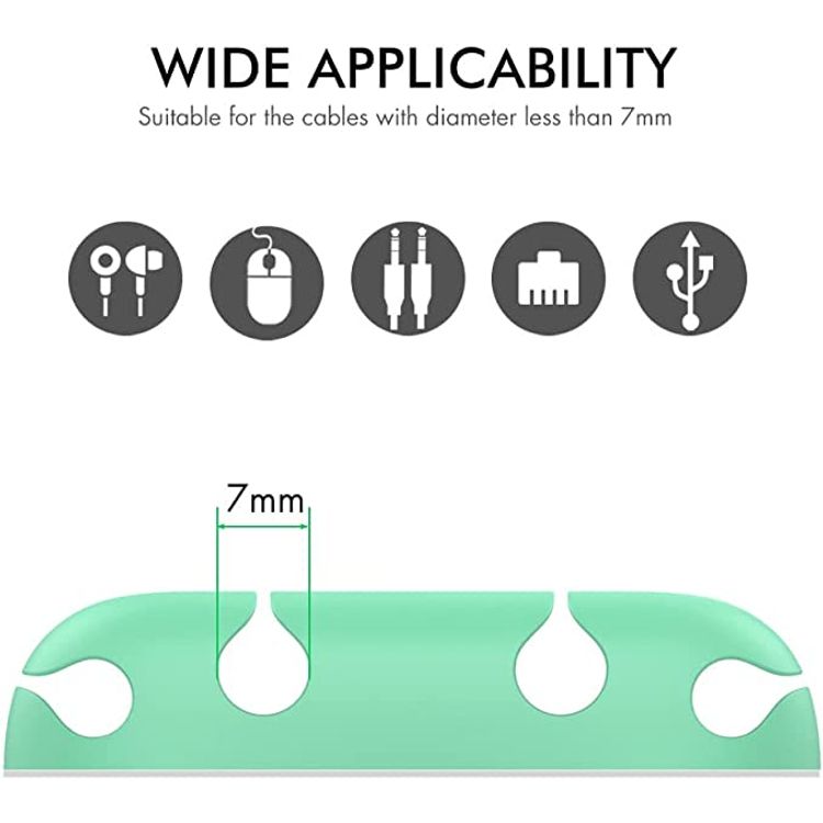 Ahastyle Silicone Multipurpose Cable  Clips/Organizers Desktop Organizer Collection - Green
