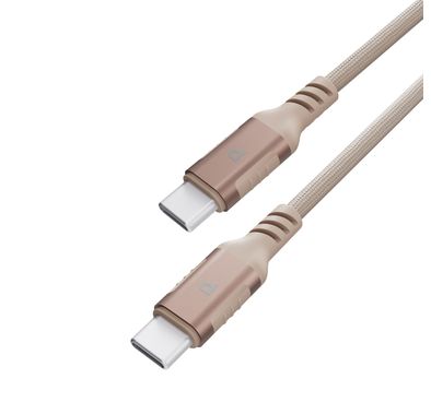 Powerology Power Sync Weave USB-C to USB-C Cable with 1.2m Length, 20000 Bends Lifespan, Braided Nylon Material, Tangle-Free Design, Fast Charge & Data Transfer, 60W Power Delivery - Desert Titanium