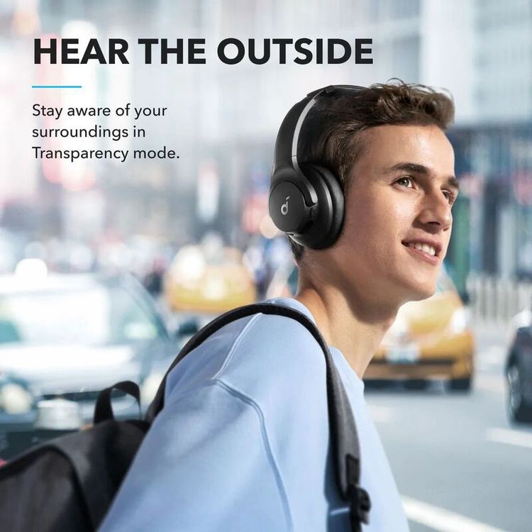 Soundcore Q20I Hybrid Active Noise Cancelling Headphones with Up to 60 Hours Battery Life, Transparency Mode, Dual Device Connectivity, Soundcore App - Black