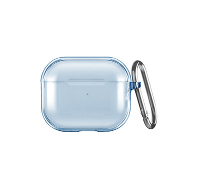 Viva Madrid Clar Max Case Compatible for AirPods 3 with Silver Keychain, Scratch & Drop Resistant, Dustproof & Absorbing Protective Silicone Cover Suitable with Wireless Chargers - Blue