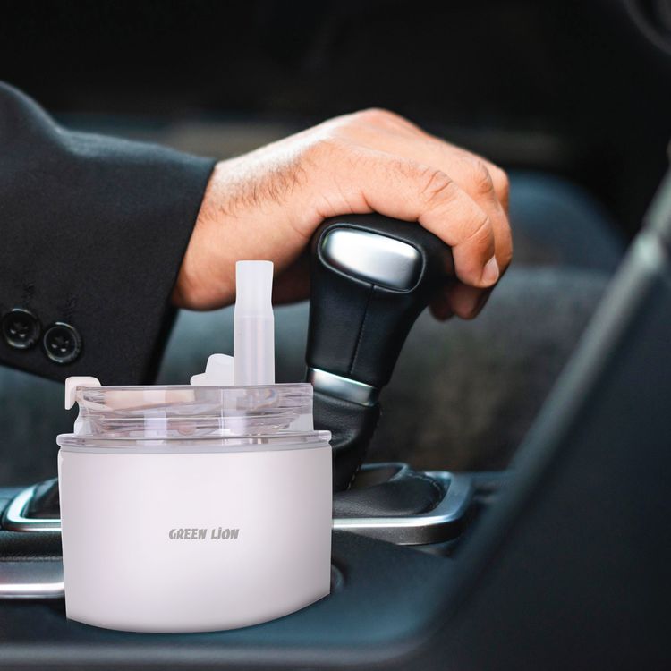 Green Lion Vacuum Travel Mug Lite, 280 mL Capacity, Keeping Hot for 6 Hours and Cold for 12 Hours, Food Grade Silicone Straw, Food Grade Stainless Steel Cup - White