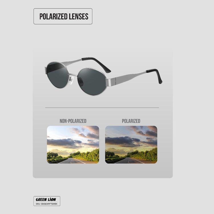 Green Lion Montara Sunglasses with Retro Oval Frame, UV400 Protection, 54mm Lens Width, Ergonomic Fit Frame, Optical Clarity, 20mm Bridge Width, 142mm Temple Width, Silicone Nose Pads - Silver