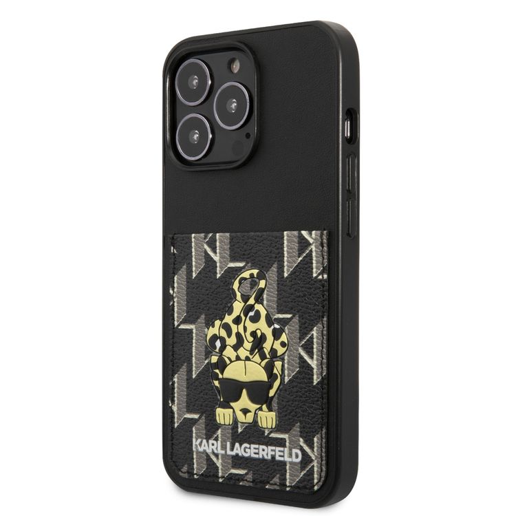 Karl Lagerfeld PU Leather Case With Monogram Karlimals Design Cardslot compatible with iPhone 13 Pro - Black