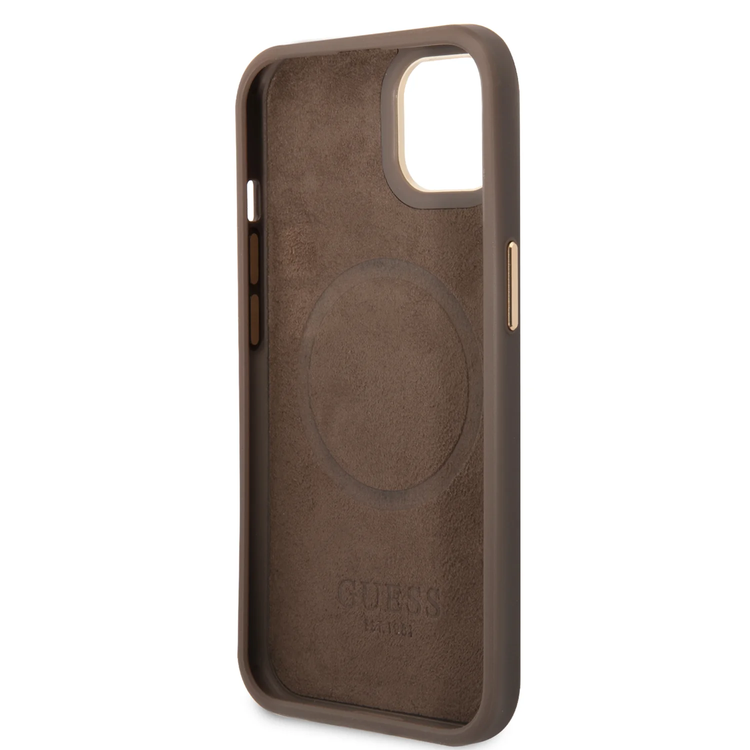 Guess Magsafe 4G PU Case With Metal Plate Logo - iPhone 14 Plus - Brown