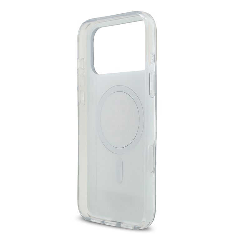 غطاء ميرا من Guess MagSage PC & TPU مع شعار 4G اللامع الكبير لهاتف iPhone 17 Pro Max، ذو تصميم نحيف وخفيف الوزن، مريح في المسكة، تغليف مستدام، سهل التركيب، حماية من الصدمات - وردي