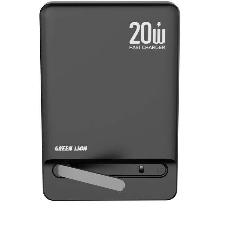 Green Lion Bond Power Bank 10000mAh with Safety Protections, Durable Braided Cable, Strong Magnets , Detachable Type-C Cable, Built In Stand, MagSafe Compatibility, Ultra-Slim Design - Black