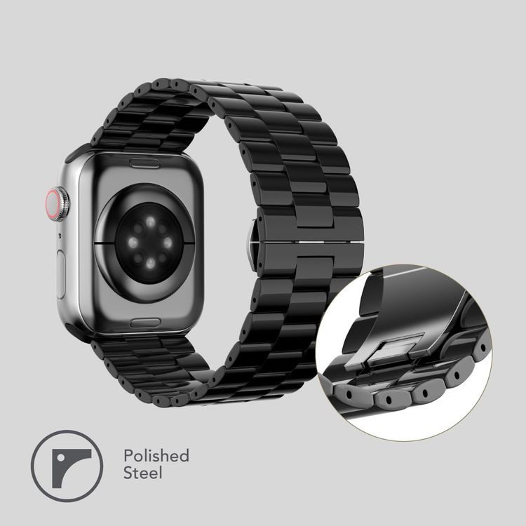 Levelo Nocturne Three-Strain Ceramic Watch Strap for Apple Watch 38/40/41mm, Anti-Scratch, Corrosion-Resistant, Easy Installation - Black