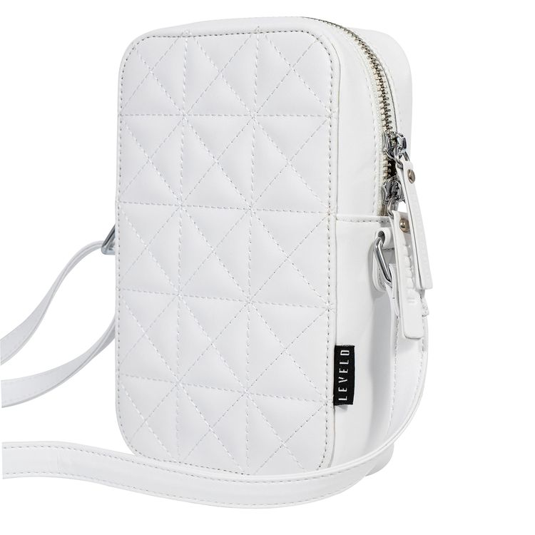 Levelo Albino Ladies Phone Pouch with Faux Leather Material, Adjustable Strap, Exquisite Safeguarding, Card & Coin Slot Included, Universal Phone Compatibility - White