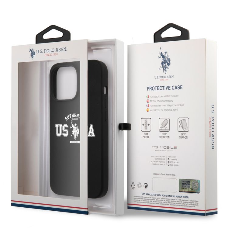 CG MOBILE U.S. Polo Assn. Liquid Silicone Authentic Logo for iPhone 13 Pro Max (6.7") Shock Absorption Protective Suitable with Wireless Chargers Officially Licensed Black