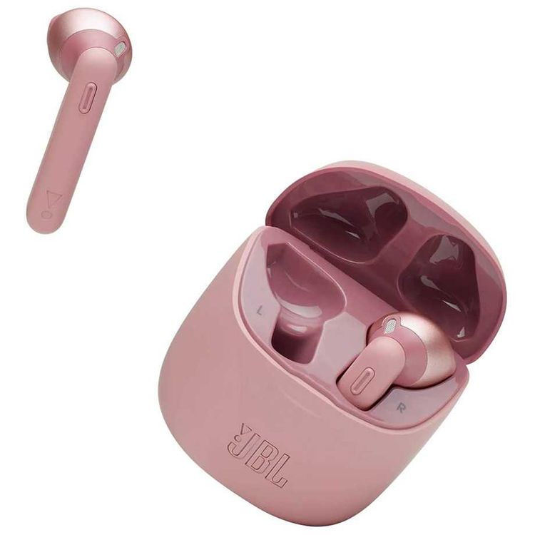 JBL T225 True Wireless Earbud Headphones, Pure Bass Sound, Bluetooth, 25-hours Battery Life, Dual Connect, Native Voice Assistant - Pink