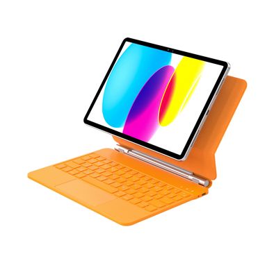 Green Lion Wireless Magic Keyboard Case for iPad 10th Generation, 11" A16 (2025), 500mAh Battery, Backlit Function, USB-C Charging Port, 7-Color Light Modes, Pencil Holder, Adjustable Brightness, Scissor-Switch Keyboard - Orange