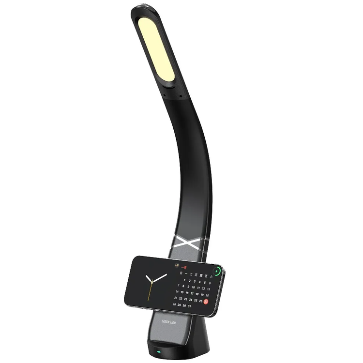 Green Lion Gooseneck LED Desk Lamp with Wireless Charger, Compatible with MagSafe, 120° Bend & Twist Flexibility, 3 Light Modes, Flicker Free, One-Touch Dimmable, 36 LED Beads,  320lm Brightness, Type-C Charging, Charging Indicator,  MAG LED Desk Lamp for Home & Office - Black