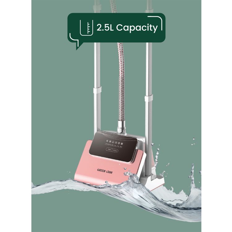 Green Lion Digital Garment Steamer with Six Stages of Steam Control, 2.5L Water Tank Capacity, 98°C Outlet Steam Temperature, Shoulder-Shaped Design - Pink
