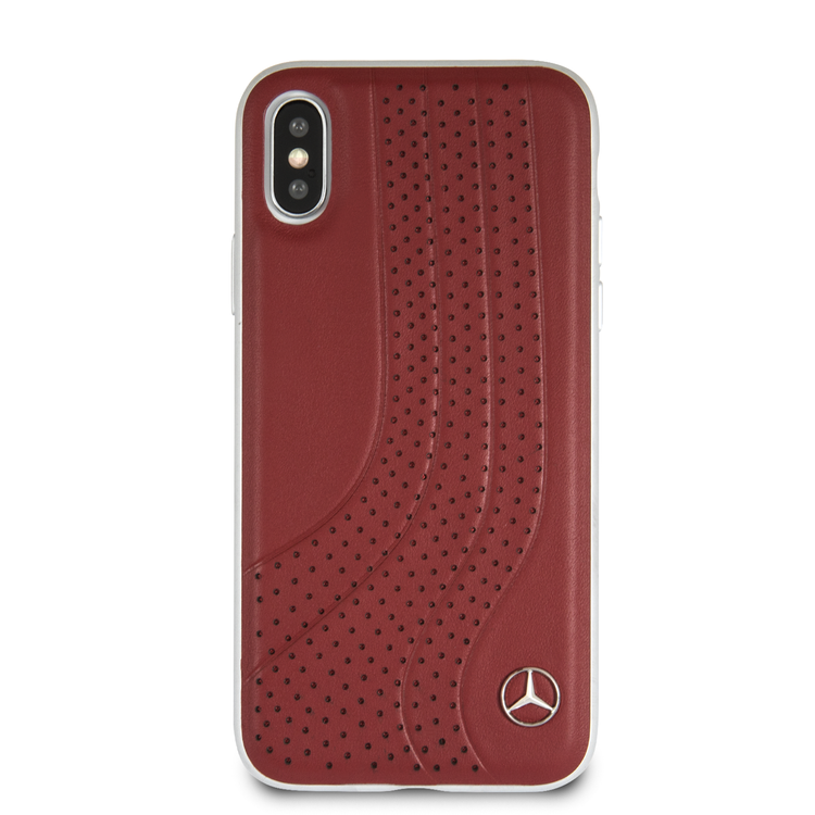 CG MOBILE Mercedes-Benz New Bow II Genuine Leather Hard Phone Case for iPhone X Officially Licensed - Red
