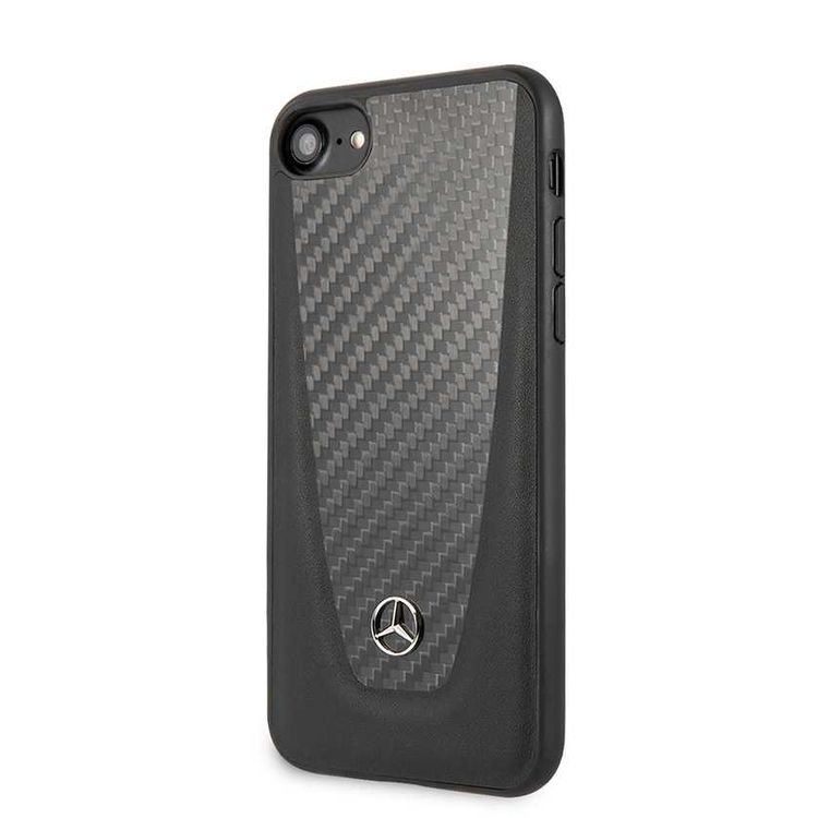 Mercedes-Benz Leather Hard Case with Carbon Fiber for iPhone SE 2 - Black
