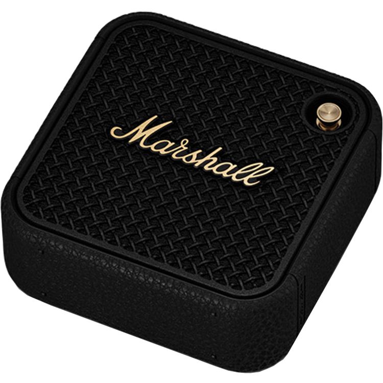 Marshall Willen II Compact Portable Wireless Speaker with Bluetooth Version 5.3, Water Resistant, Fast Charging, 17 Hours Play Time, 2.5 Hours Charging Time, Type-C Charging Port, Built-in Microphone, Lightweight Design - Black / Brass