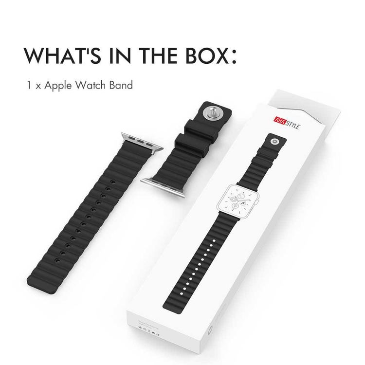 AhaStyle Rugged Design Premium Silicone Watch Band 40mm, Comfortable and Durable to Wear, Adjustable Strap, Silicone Wrist Band Strap Compatible for Apple Watch Series 5/4/3/2/1