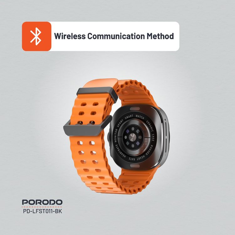 Porodo Voyager Sport Smart Watch with Extra Strap, 1.43" AMOLED Screen, Up to 7 Days Working Time, Compatible with Android 5.0 & Above, iOS 10.0 & Above, Health Tracking, Voice Assistant Support, Smart Notifications, GPS Log Tracking - Black