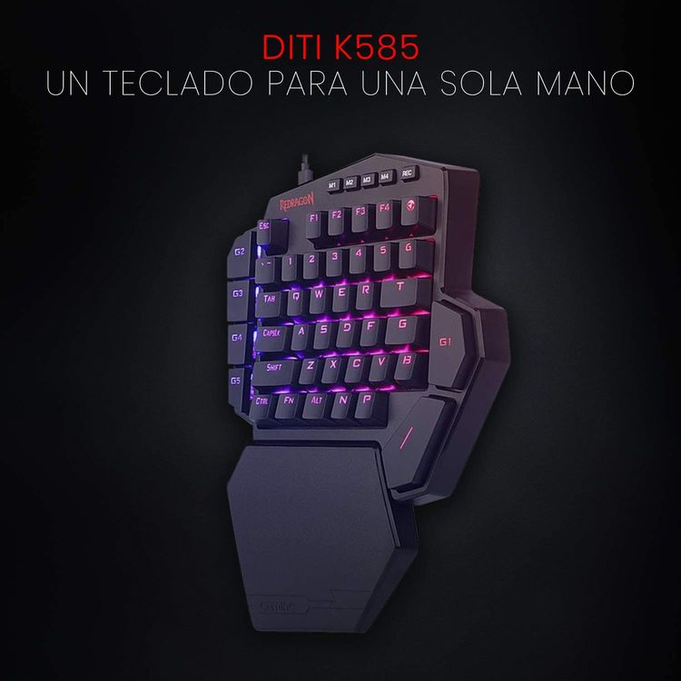 Redragon K585RBG-BA DITI One-Handed RGB Mechanical Gaming Keyboard | Wired Professional Gaming Keypad with 7 Onboard Macro Keys & Detachable Wrist Rest