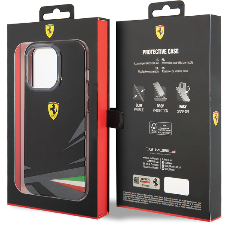 Ferrari PC/TPU Case with Double Layer Print iPhone 14 Plus Compatibility - Black