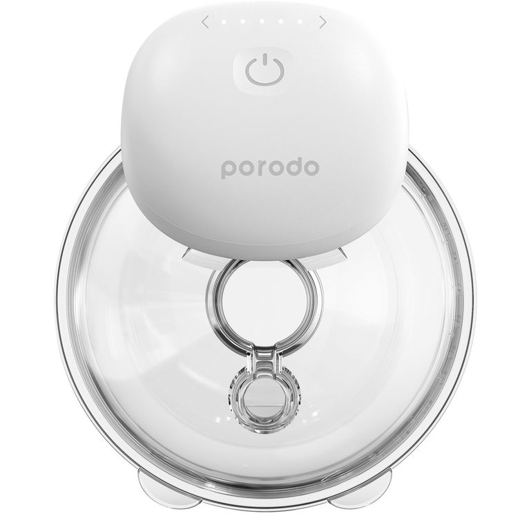 Porodo Lifestyle Wearable Motorized Breast Pump with 180mL Container Capacity, Hands-Free Milk Expression, 3 Hours Working Time, 24mm Flange Size, 1200mAh Battery Capacity - White