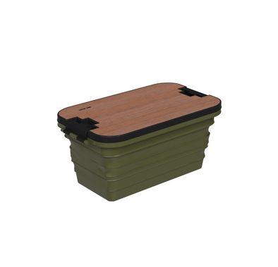 Green Lion Folding Basket with Built-in Table, Foldable Design, 32L Capacity, Collapsible Storage Box, Water-Proof Design - Green