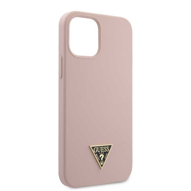 Guess Liquid Silicone Case w/ Metal Logo for iPhone 12 / 12 Pro (6.1") - Pink