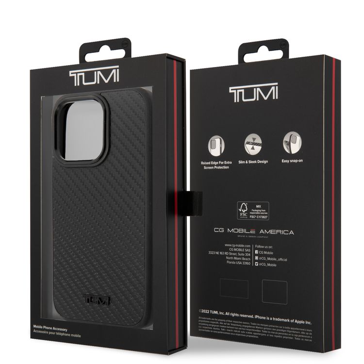 Tumi HC Aluminium Carbon Pattern Case For iPhone 14 Pro - Black