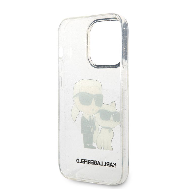 Karl Lagerfeld iPhone 15 Series IML Glitter NFT Karl & Choupette Hard Case  - Clear - iPhone 15 Pro