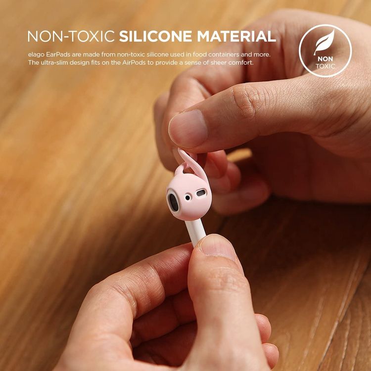 Elago Silicone Earpad For Apple AirPods 1/2 Generation, Two Sizes, Premium Silicone, Suitable for Jogging, Cycling, Gym and Other Fitness Activities