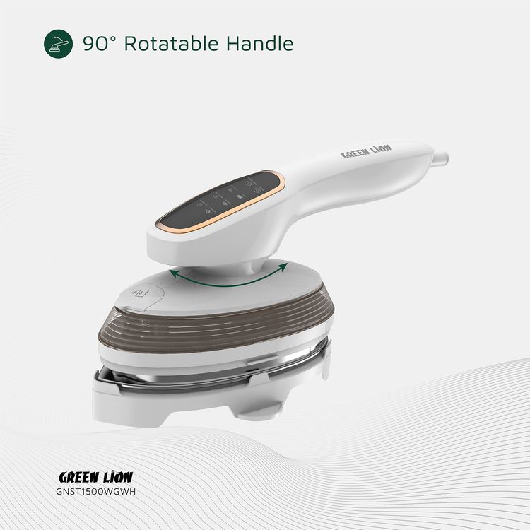 Green Lion Steam Glide Garment Steamer with Touchscreen Display, Dry Ironing & Steam Functions, 1500W Rated Power, 120mL Water Tank Capacity, 90° Rotatable Handle - White