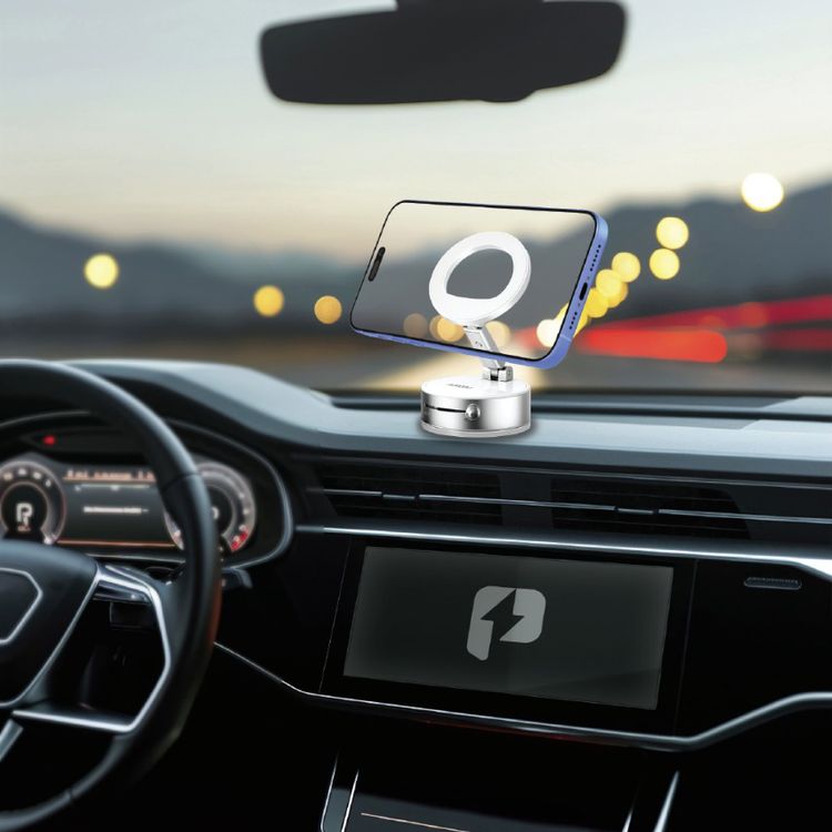 Porodo MagSafe Multi-Surface Phone Holder with Grip-Lock Toggle, 360°Rotation, Strong Magnetic Hold, Foldable Design, Aluminum Alloy, Zinc Alloy & ABS Material, Adjustable Viewing Angle - White