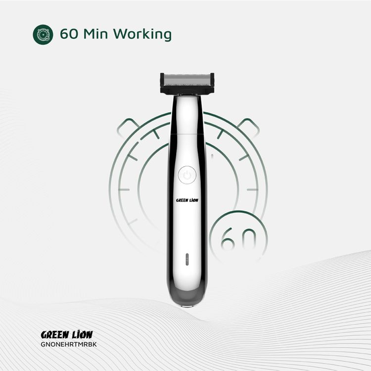 Green Lion One Blade Pro Hair Trimmer with 4 Interchangeable Combs, Up to 60 Minutes Working Time, 6500RPM Motor Speed, LED Indicator, Stainless Steel Blade - Black