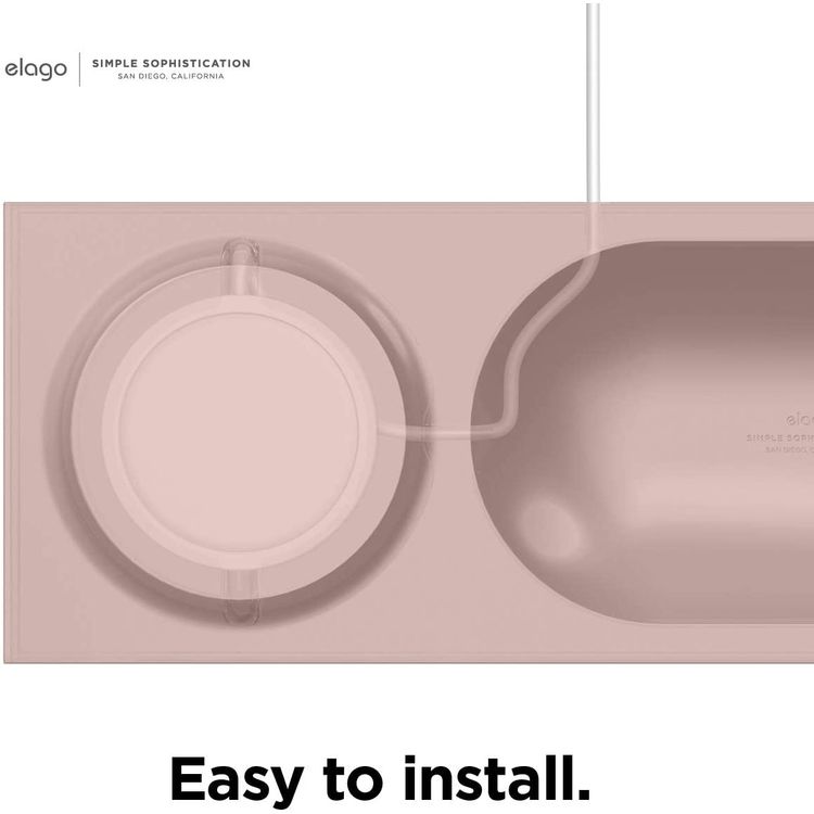 elago Charging Tray with MagSafe Charger Magnetic Wireless Charger Tray, with iPhone 12, Pro, Pro Max, Mini and other Wireless Chargers phones [Magsafe Not Included] Pink Sand